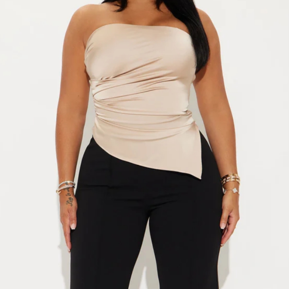 Women's L Valerie Asymmetrical Satin Halter Top - Picture 13 of 13